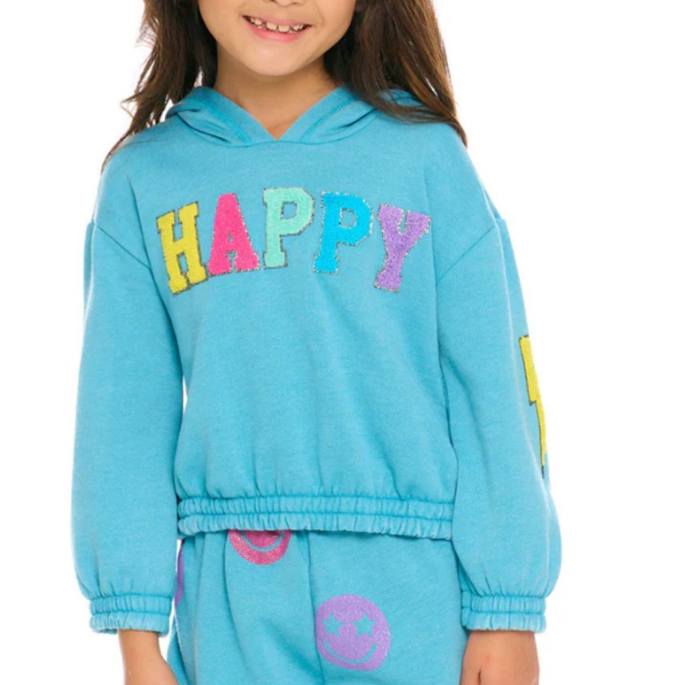 Chaser Blue Happy Hoodie Girls Size 6 New NWT